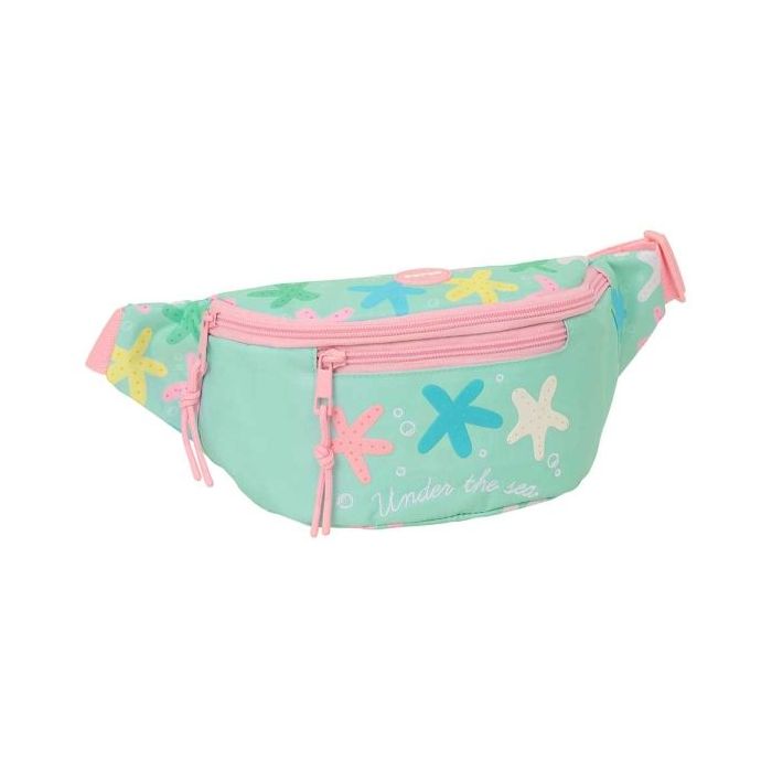 Safta Estrellas Bolsa de Cintura - Cremallera - Cintas Ajustables - Cierre de PVC - Bolsillo Frontal - 23x12x9cm - Color Verde