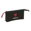 Safta Sevilla FC Portatodo - 3 Compartimentos con Cremallera - Bolsillo Interior Central - 22x12x3cm - Color Negro