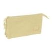 Safta Basic Portatodo - 3 Compartimentos con Cremallera - Bolsillo Interior Central - 22x12x3cm - Color Beige