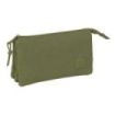 Safta Basic Portatodo - 3 Compartimentos con Cremallera - Bolsillo Interior Central - 22x12x3cm - Color Verde