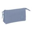 Safta Basic Portatodo - 3 Compartimentos con Cremallera - Bolsillo Interior Central - 22x12x3cm - Color Azul Azafata