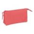 Safta Basic Marsala Portatodo - 3 Compartimentos con Cremallera - Bolsillo Interior Central - 22x12x3cm - Color Coral