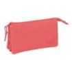 Safta Basic Marsala Portatodo - 3 Compartimentos con Cremallera - Bolsillo Interior Central - 22x12x3cm - Color Coral