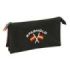 Safta Spagnolo Portatodo - 3 Compartimentos con Cremallera - Bolsillo Interior Central - 22x12x3cm - Color Negro