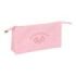 Safta Spagnolo Portatodo - 3 Compartimentos con Cremallera - Bolsillo Interior Central - 22x12x3cm - Color Rosa