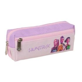 Safta K-Pop Demon Hunters Iconic Portatodo - 3 Compartimentos con Cremallera - Goma Elastica - Compacto - 22x8.5x6cm - Color Lav