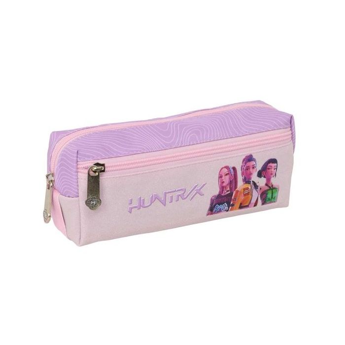 Safta K-Pop Demon Hunters Iconic Portatodo - 3 Compartimentos con Cremallera - Goma Elastica - Compacto - 22x8.5x6cm - Color Lav