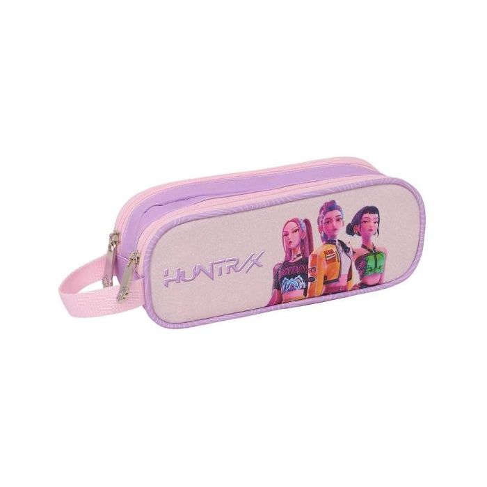 Safta K-Pop Demon Hunters Iconic Portatodo - 2 Compartimentos con Cremallera - Asa Lateral - Capacidad 1L - 21x8x6cm - Color Lav