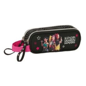 Safta K-Pop Demon Hunters Energy Portatodo - 2 Compartimentos con Cremallera - Asa Lateral - Capacidad 1L - 21x8x6cm - Color Neg