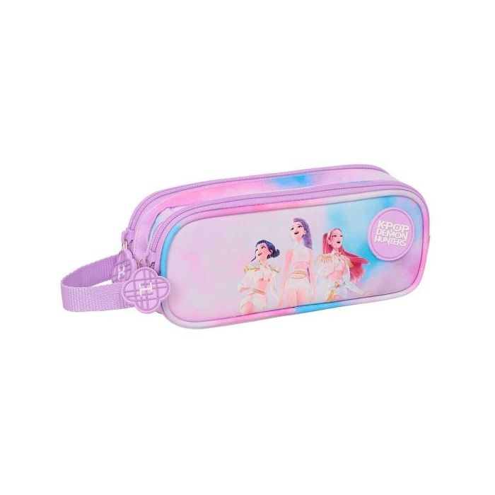 Safta K-Pop Demon Hunters Artist Portatodo - 2 Compartimentos con Cremallera - Asa Lateral - Capacidad 1L - 21x8x6cm - Multicolo