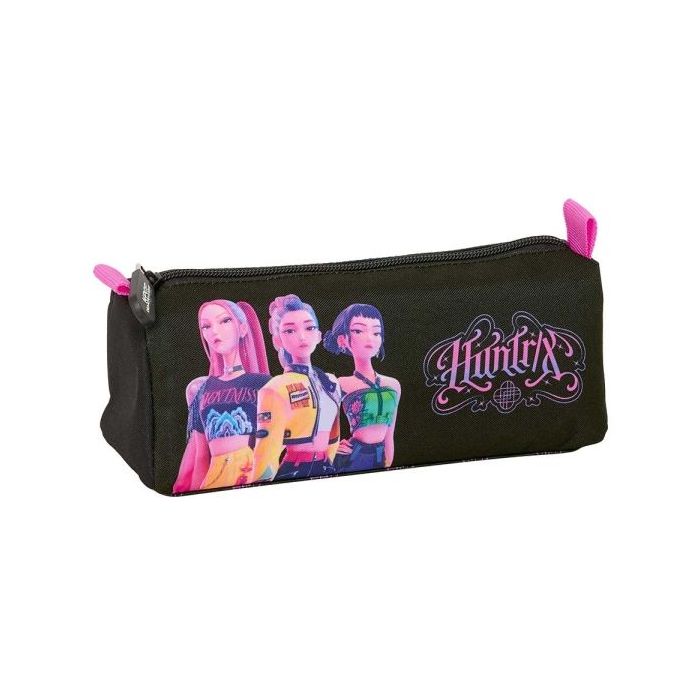 Safta K-Pop Demon Hunters Portatodo - 1 Compartimento con Cremallera - 21x8x7cm - Color Negro y Rosa