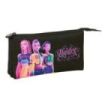 Safta K-Pop Demon Hunters Portatodo - 3 Compartimentos con Cremallera - Bolsillo Interior Central - 22x12x3cm - Color Negro