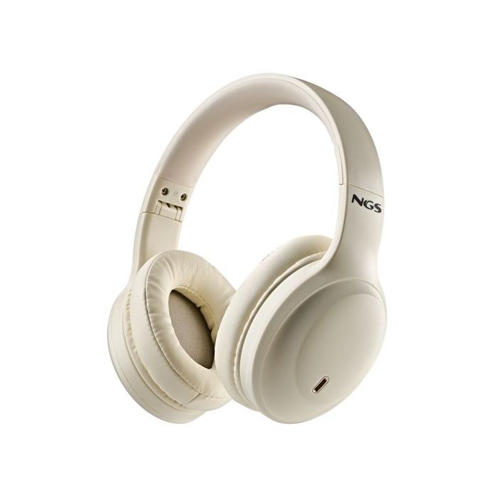 NGS Artica Galcier Auriculares Bluetooth - Bateria Extraible - Autonomia hasta 75h - Color Beige