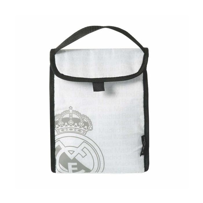 Safta Real Madrid Bolsa Isotermica Porta Alimentos - Plegable - Solapa con Velcro - Asa de Mano - 18.4x25.4x12.7cm - Color Blanc