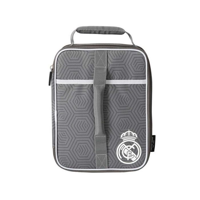 Safta Real Madrid Bolsa Isotermica Porta Alimentos - Expandible - Incluye Recipiente de 650ml - Cremallera - Asa de Mano - 20.7x