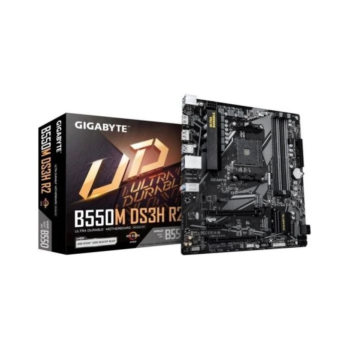 Gigabyte B550M DS3H R2 Placa Base AMD  AM4 4x DDR4 - M.2, SATA, PCIe 4.0 - M.2, SATA - HDMI, DP - MicroATX