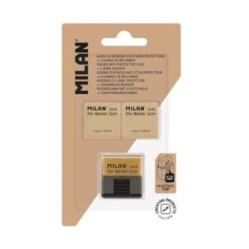 Milan Master Gum Pack de Goma con Funda Rigida + 2 Gomas de Recambio - Para Bellas Artes - Miga de Pan - Caucho Sintetico - Colo