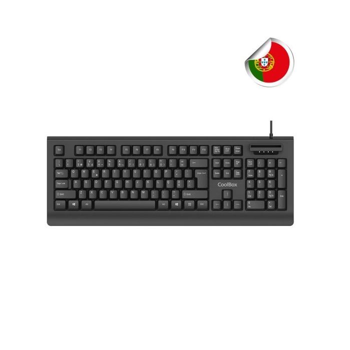 Coolbox TEC04DNIPT Teclado USB - Portugues - Lector Samartcard integrado - DNIe 4.0 y anteriores - Color Negro