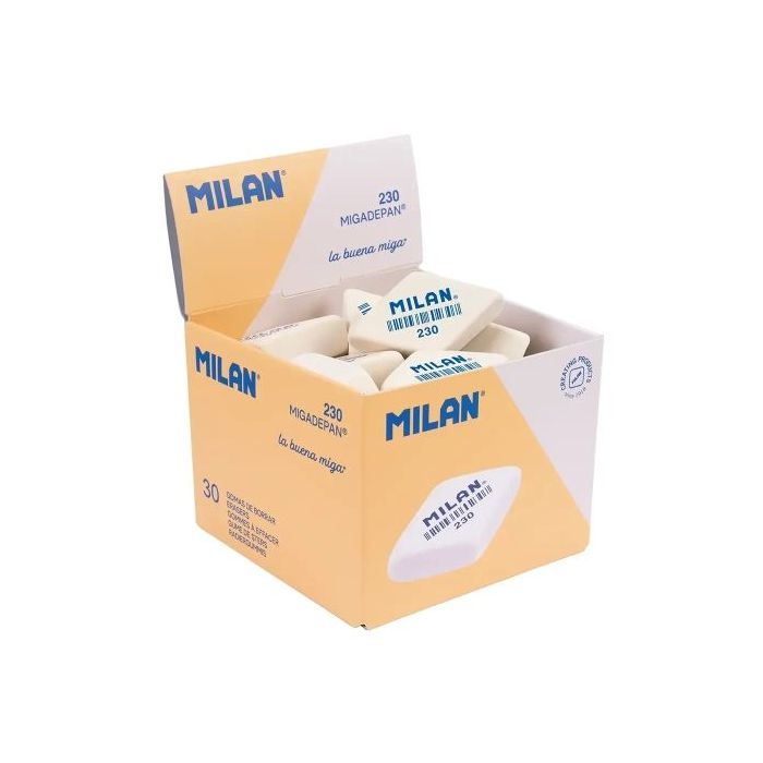 Milan 230 Goma de Borrar Romboide - Miga de Pan - Suave Caucho Sintetico - Color Blanco