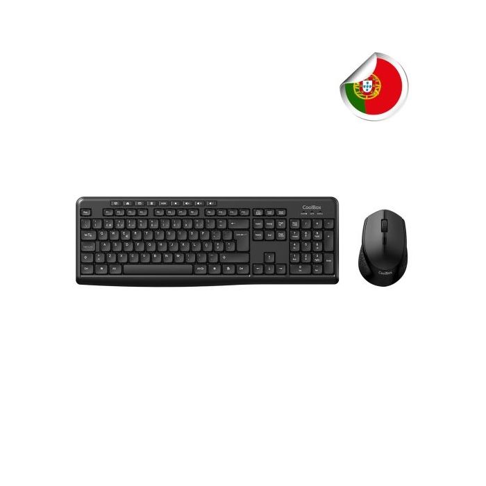Coolbox Sem Fios Pack Inalambrico Teclado Portugues Multimedia - Raton 4 botones - 1600 dpi - Color Negro