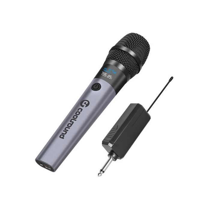 Coolsound CS0286 Microfono Inalambrico UHF - Autonomia Hasta 6 Horas - Receptor Incluido - Emparejamiento Automatico - Boton On/