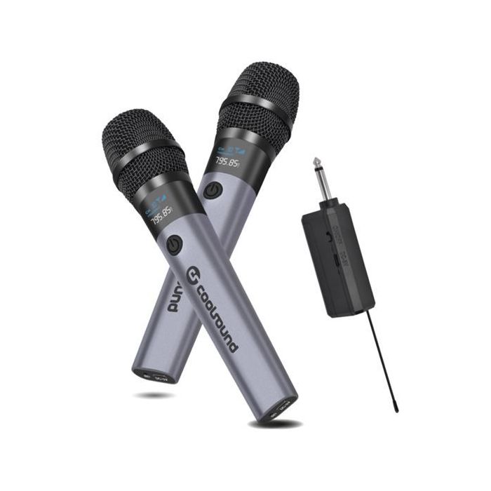 Coolsound CS0287 Pack 2 Microfono Inalambrico UHF - Autonomia Hasta 6 Horas - Receptor Incluido - Emparejamiento Automatico - Bo