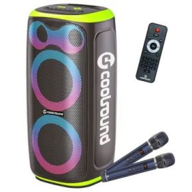 Coolsound Blast Pump Altavoz Karaoke - 2x 6.5  - 60W RMS - Iluminacion RGB - Bluetooth, USB, Tarjeta TF y Auxiliar - 2 Microfono