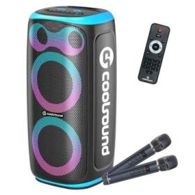 Coolsound Blast Pump Altavoz Karaoke - 2x 6.5  - 60W RMS - Iluminacion RGB - Bluetooth, USB, Tarjeta TF y Auxiliar - 2 Microfono