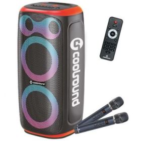 Coolsound Blast Pump Altavoz Karaoke - 2x 6.5  - 60W RMS - Iluminacion RGB - Bluetooth, USB, Tarjeta TF y Auxiliar - 2 Microfono
