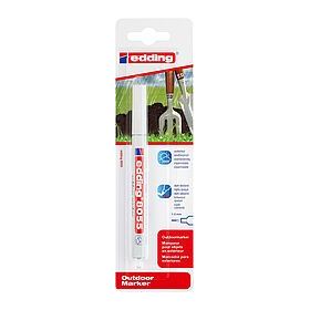Edding 8055 Rotulador Permanente para Exteriores - Punta Redonda 1-2mm - Tinta Resistente al Desgaste, Roce y Luz - Color Blanco