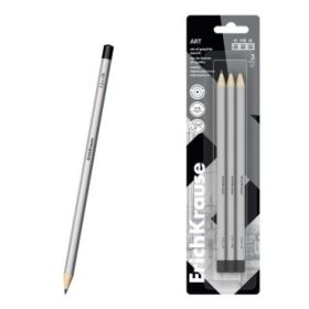 ErichKrause Art Pack de 3 Lapices de Grafito - Durezas Surtidas H, HB y B - Cuerpo Hexagonal - Mina Resistente - Color Plata