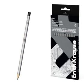ErichKrause Art Pack de 12 Lapices de Grafito - Durezas Surtidas 5H-5B - Cuerpo Hexagonal - Pegado Completo de la Mina - Agarre