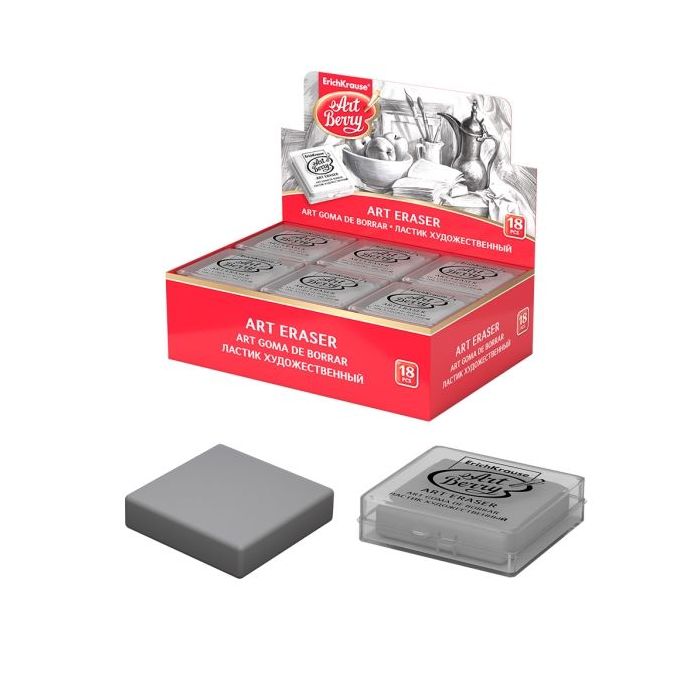 ErichKrause ArtBerry Expositor con 18 Gomas de Borrar - Estructura Maleable - Presentada en Caja de Plastico - Color Gris