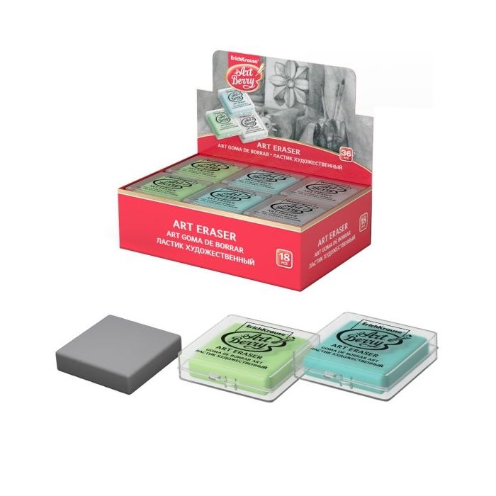 ErichKrause ArtBerry Expositor con 18 Gomas de Borrar - Estructura Maleable - Presentada en Caja de Plastico - Colores Surtidos