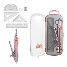 ErichKrause Pastel Bloom Pack Escolar de Dibujo - Compas - Regla de 15cm - Escuadra - Cartabon - Transportador de Angulos - Goma