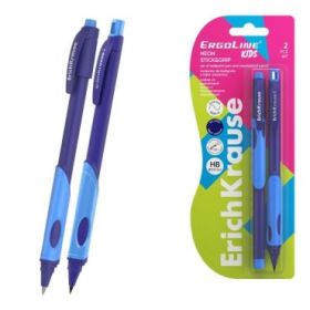 ErichKrause Pack de Boligrafo Retractil y Portaminas - Punta de 0.5mm - Mina de 2mm HB - Zona de Agarre Triangular - Capuchon Ve
