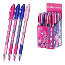 ErichKrause U-109 Stick and Grip Pinna Kotta Boligrafo con Capuchon - Modelos Surtidos - Trazo 0.3mm - Zona de Agarre de Goma -