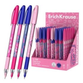 ErichKrause U-109 Stick and Grip Pinna Kotta Expositor con 48 Boligrafos con Capuchon - Modelos Surtidos - Trazo 0.3mm - Zona de