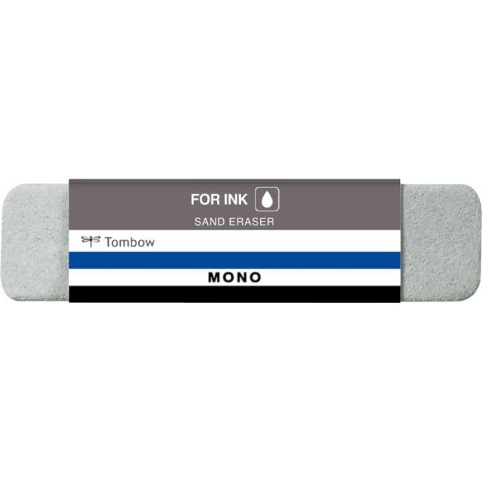 Tombow Mono Sand Goma de Borrar para Tinta - 13g - Microparticulas de Arena - Forma Biselada - Funda de Papel - Color Gris