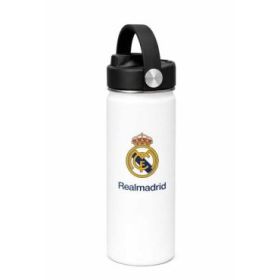 Safta Real Madrid Botella Isotermica - Capacidad 530ml - Pajita Interior - Revestimiento Interior de Cobre - Tapa Antifugas - 12