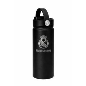 Safta Real Madrid Botella Isotermica - Capacidad 530ml - Pajita Interior - Revestimiento Interior de Cobre - Tapa Antifugas - 12