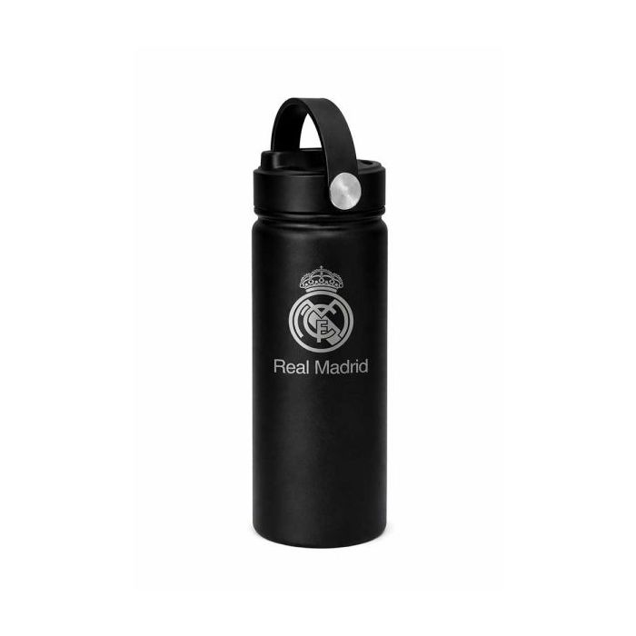 Safta Real Madrid Botella Isotermica - Capacidad 530ml - Pajita Interior - Revestimiento Interior de Cobre - Tapa Antifugas - 12