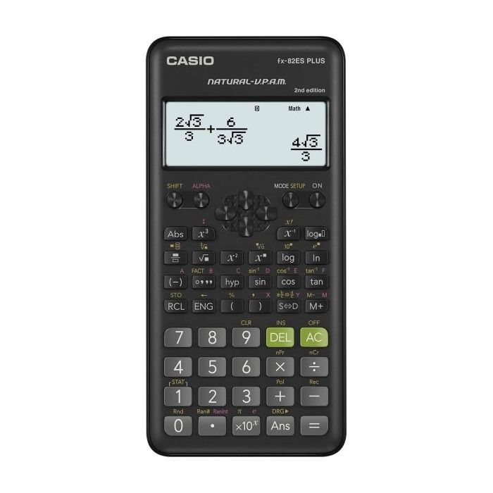 Casio FX-82ES PLUS-2 Calculadora Cientifica Pantalla LCD 12 Digitos - 252 Funciones - Factorización de Numeros Primos, Numeros E