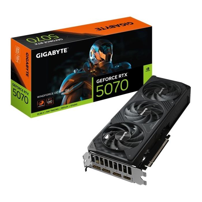 Gigabyte GeForce RTX 5070 Tarjeta Grafica WINDFORCE OC 12GB GDDR7 - 3x DP, HDMI