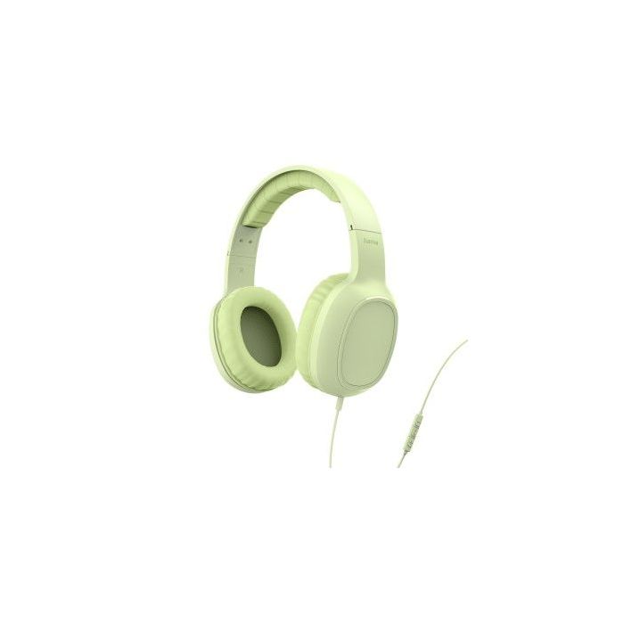 Hama Fun C Auriculares con Microfono Omnidireccional - Cable 1.2m - Diadema Ajustable - Almohadillas de Cuero - Color Verde