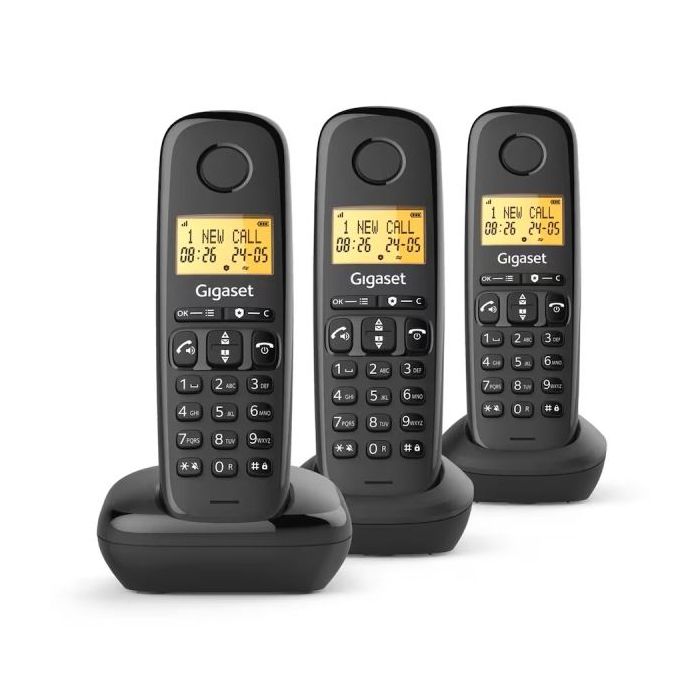 Gigaset Basic 100 Trio Telefono Inalambrico Dect con Identificador de Llamadas - Bloqueo de Llamadas - Pantalla Retroilluminada