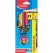 Maped Color´Peps Strong Pack de 12 Lapices Triangulares de Colores + 1 Lapiz de Grafito con Goma + Sacapuntas - Sin Madera - Min