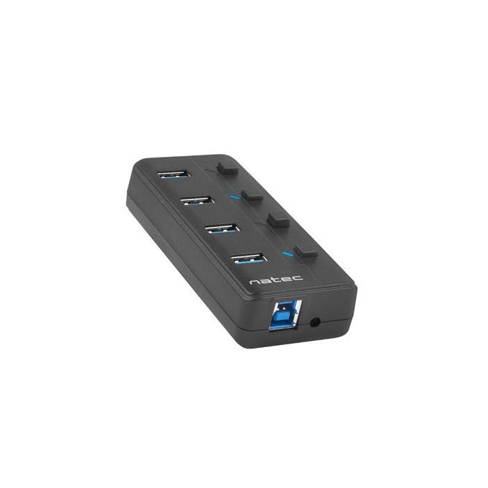Natec Mantis 2 Hub USB - 4 Puertos USB 3.0 - On/Off Individual - Color Negro