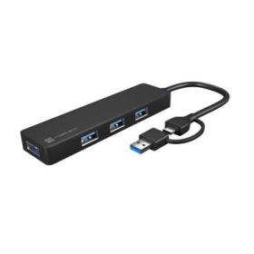 Natec Mayfly Hub USB-C - 4 Puertos USB 3.0 - Adaptador USB-C a USB-A - Color Negro