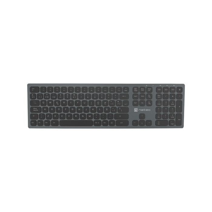 Natec Dolphin Teclado inalambrico Slim - Aluminio - Bluetooth + 2,4 Ghz - Switch X-Scissors - Color Negro